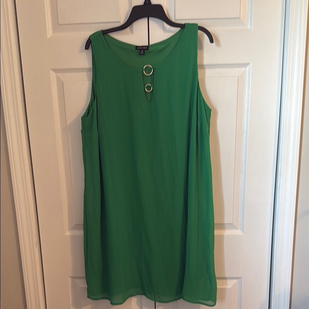 Chic Green Tunic with Gold Rings